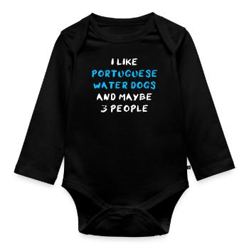 Portuguese Water Dog - Organic Longsleeve Baby Bodysuit - black - Front