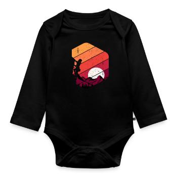 Rock Climbing Retro - Organic Longsleeve Baby Bodysuit - black - Front