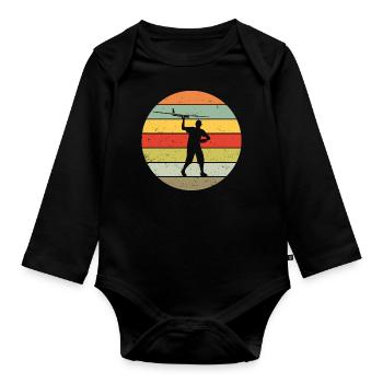Model Flight Model Maker Airplane Retro Gift - Organic Longsleeve Baby Bodysuit - black - Front
