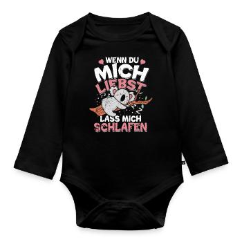 Koala - Organic Longsleeve Baby Bodysuit - black - Front