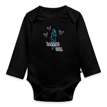 Jogging and running cool gift - Organic Longsleeve Baby Bodysuit - black - Front