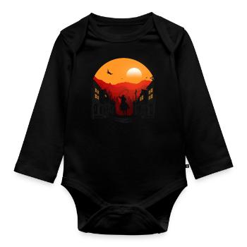 Sunset of The Cowboy Town - Organic Longsleeve Baby Bodysuit - black - Front
