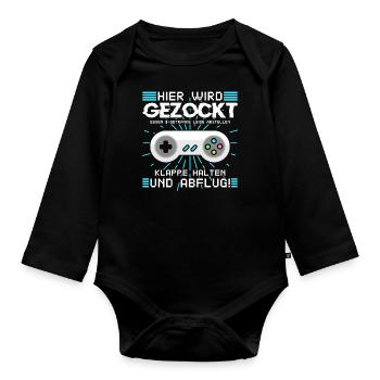 Lustiger Gamer Spruch für Zocker - Baby Bio-Langarm-Body - Schwarz - Vorne