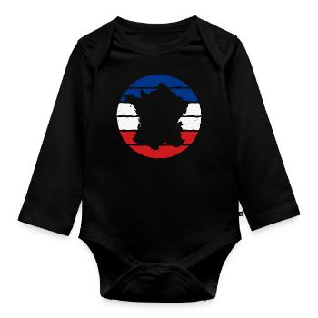 Drapeau de la France drapeau tricolore drapeau français - Body Bébé bio manches longues - noir - Devant