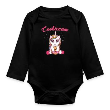 Licorne Cookie Cookie Bonbons Unicorn - Body Bébé bio manches longues - noir - Devant