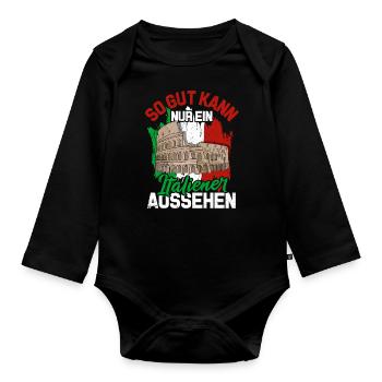 Italien Flagge Mailand Italienisch Geschenk Rom - Baby Bio-Langarm-Body - Schwarz - Vorne