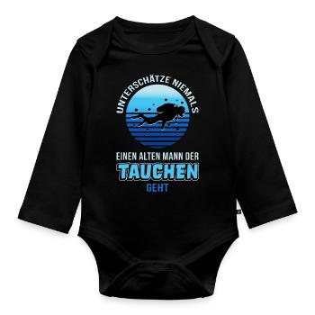 Tauchen Opa tauchen Hobbytaucher lustiger Spruch - Baby Bio-Langarm-Body - Schwarz - Vorne