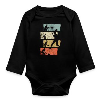 Tennis tennis de tennis cadeau - Body Bébé bio manches longues - noir - Devant