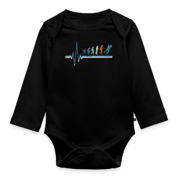 Tennisspieler Herzschlag Tennis Evolution - Baby Bio-Langarm-Body - Schwarz - Vorne
