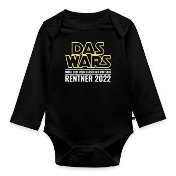 Rentner 2022 Ruhestand Rente - Baby Bio-Langarm-Body - Schwarz - Vorne