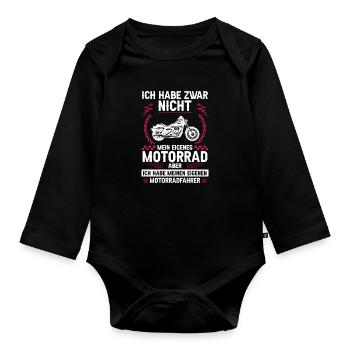 Ich habe zwar nicht mein eigenes Motorrad - Baby Bio-Langarm-Body - Schwarz - Vorne