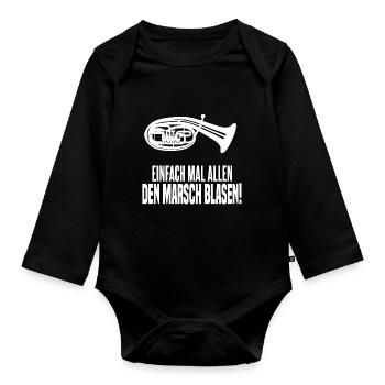 Tenorhorn Flügelhorn Kapelle Orchesterprobe - Baby Bio-Langarm-Body - Schwarz - Vorne