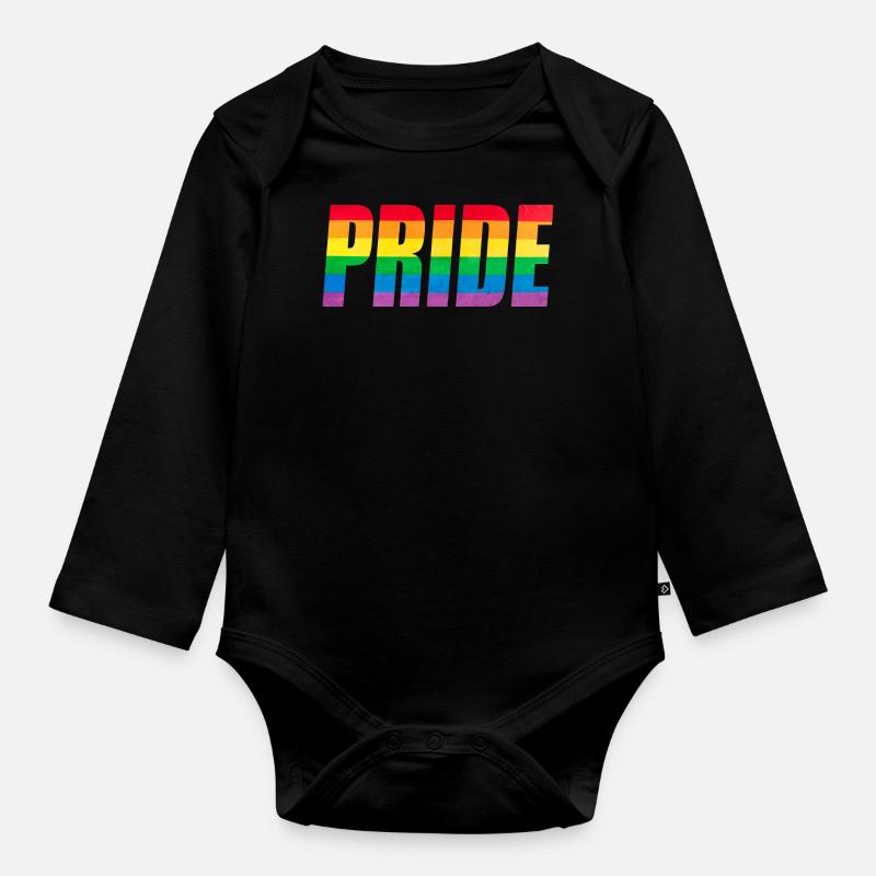 Rainbow Pride Graphic - Organic Longsleeve Baby Bodysuit - black