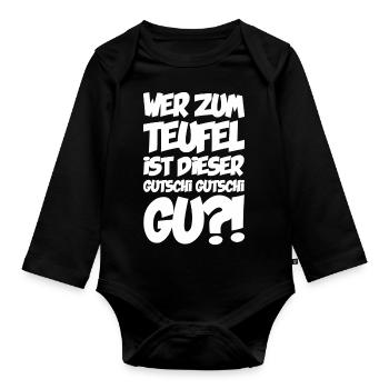 Wer zum Teufel ist dieser   Gu? - Baby Bio-Langarm-Body - Schwarz - Vorne
