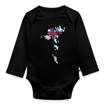Îles Féroé Drapeau Silhouette Scandinavie Voyage - Body Bébé bio manches longues - noir - Devant