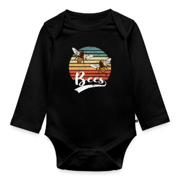 Honey Bee Bees Whisper Beekeeper Beekeeper - Organic Longsleeve Baby Bodysuit - black - Front