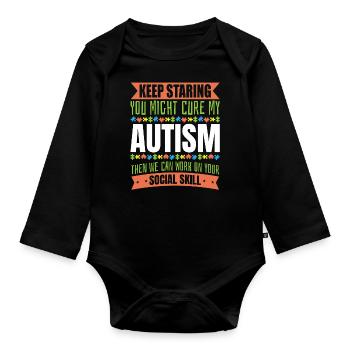 Autism Awareness - Organic Longsleeve Baby Bodysuit - black - Front