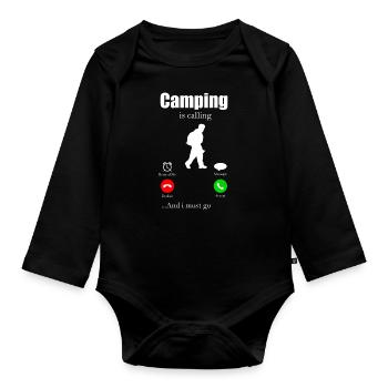 Campeurs - Body Bébé bio manches longues - noir - Devant