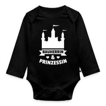 Bauherrin & Prinzessin - Haus Bauen Richtfest - Baby Bio-Langarm-Body - Schwarz - Vorne