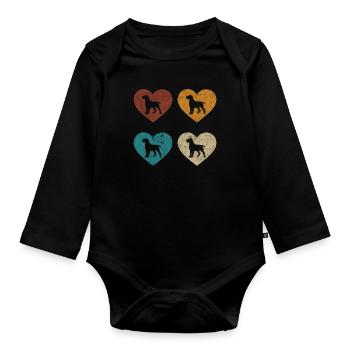 Deutsch Drahthaar Vintage Herz Drahthaar Geschenk - Baby Bio-Langarm-Body - Schwarz - Vorne
