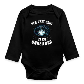 Eisstock Arzt sagt unheilbar Eisstockschütze - Baby Bio-Langarm-Body - Schwarz - Vorne