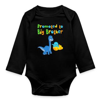 Promu au grand frère - Body Bébé bio manches longues - noir - Devant