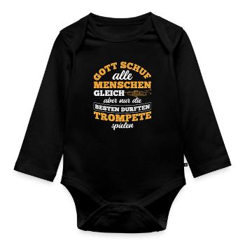 Trompete - Baby Bio-Langarm-Body - Schwarz - Vorne