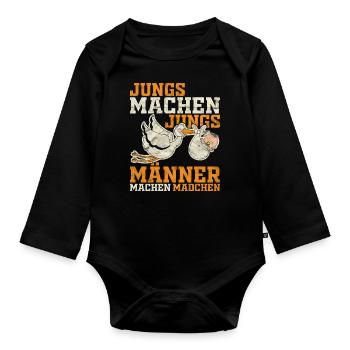 Babypinkeln Pinkelparty Pullerbier lustiges - Baby Bio-Langarm-Body - Schwarz - Vorne