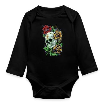 Zucker Schädel Tag der Toten Geschenk - Baby Bio-Langarm-Body - Schwarz - Vorne