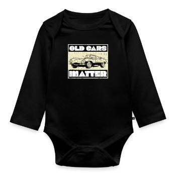 Oldtimer Autos und Vintage Fahrzeuge - Baby Bio-Langarm-Body - Schwarz - Vorne