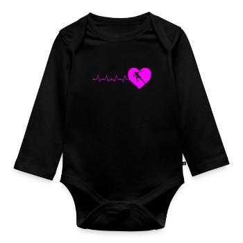 Läufer Geschenk Spaß Damen Laufen Herzschlag Geschenke - Baby Bio-Langarm-Body - Schwarz - Vorne