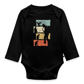 Saxophone cadeau saxophoniste - Body Bébé bio manches longues - noir - Devant