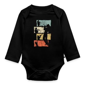 Retro Trompeter Trompete Trompetenspieler - Baby Bio-Langarm-Body - Schwarz - Vorne