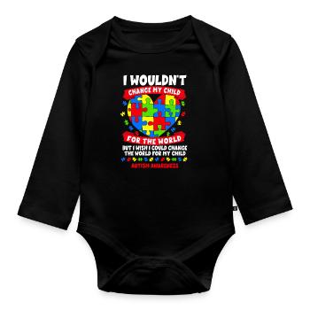 Autism Awareness - Organic Longsleeve Baby Bodysuit - black - Front