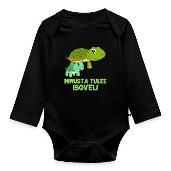 I'm going to be a big brother turtle future gift. - Organic Longsleeve Baby Bodysuit - black - Front