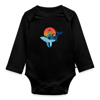 La baleine et la sirène Design - Body Bébé bio manches longues - noir - Devant
