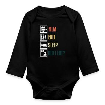 Film Edit Sleep Did I Eat ? Cutter Filmer Vidéo - Body Bébé bio manches longues - noir - Devant