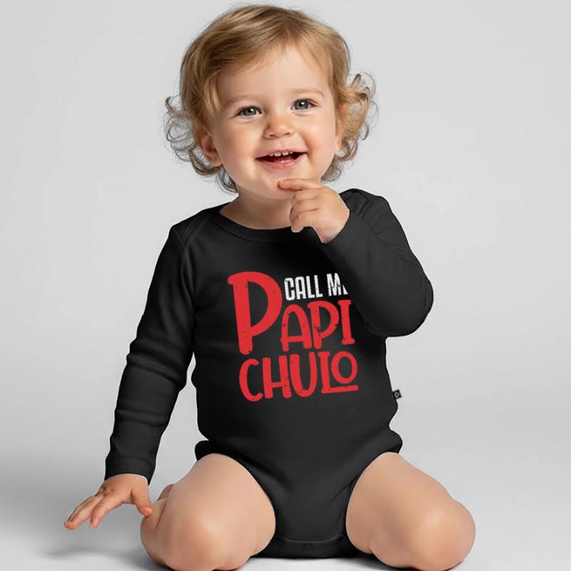 Call Me Papi Chulo Sugar Daddy Dad Papa Organic Longsleeve Baby Bodysuit