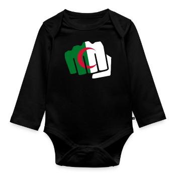 Algérie Algérie drapeau drapeau poing cadeau - Body Bébé bio manches longues - noir - Devant