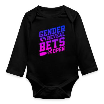 Gender Reveal Bets Open - Baby Bio-Langarm-Body - Schwarz - Vorne