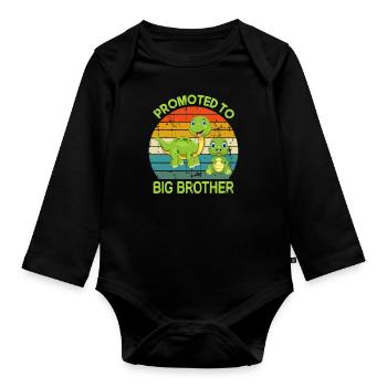 Promu grand frère dinosaure / Dino Big Bro - Body Bébé bio manches longues - noir - Devant