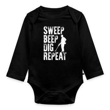 Sweep Beep Dig Repeat - Body Bébé bio manches longues - noir - Devant
