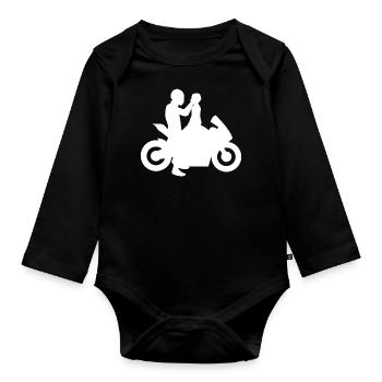père fils motard motard famille enfant bike - Body Bébé bio manches longues - noir - Devant