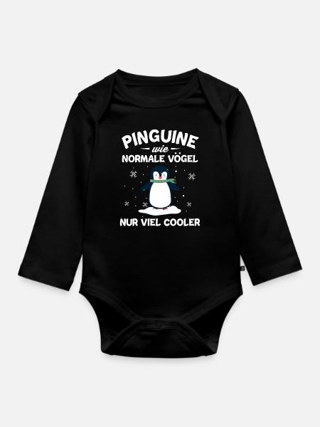 Pinguin - Baby Bio-Langarm-Body - Schwarz