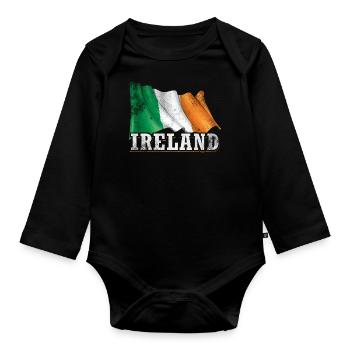 Irlande Drapeau - Body Bébé bio manches longues - noir - Devant