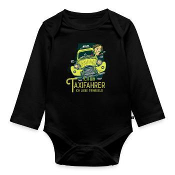 Ich bin Taxifahrer ich liebe Trinkgeld - Baby Bio-Langarm-Body - Schwarz - Vorne