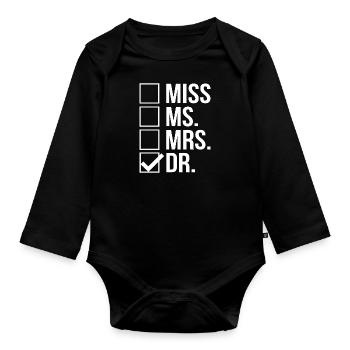 Frau Dr. Doktorat - Baby Bio-Langarm-Body - Schwarz - Vorne