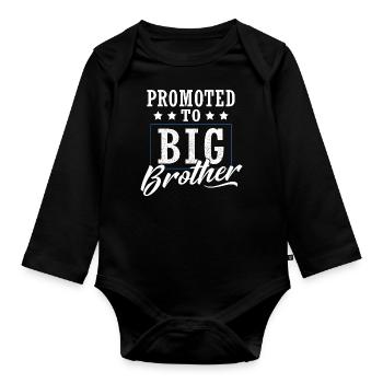 Promoted To Big Brother - Organic Longsleeve Baby Bodysuit - black - Front