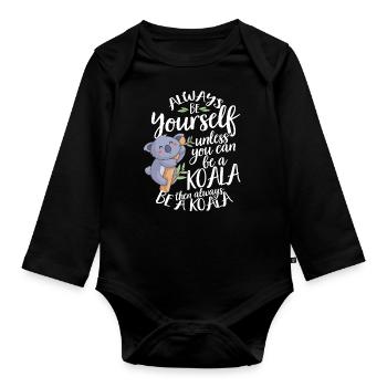 Koala - Organic Longsleeve Baby Bodysuit - black - Front