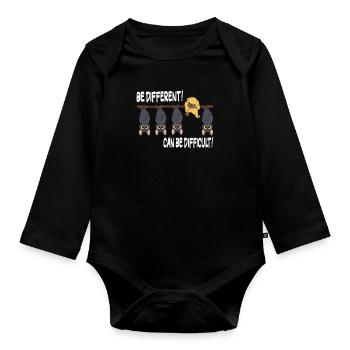 Cute dog bats Be different Be different - Organic Longsleeve Baby Bodysuit - black - Front